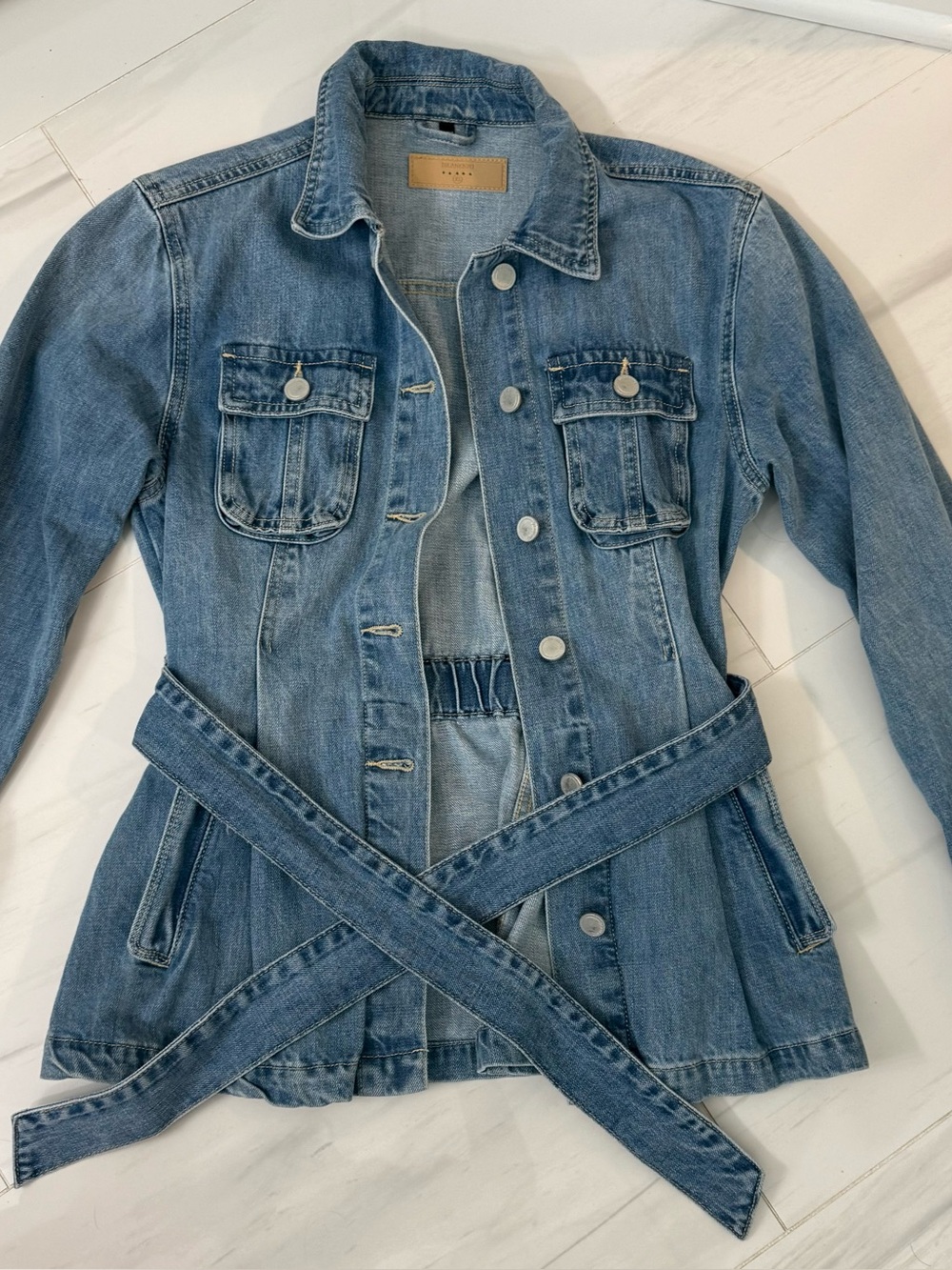 Blank NYC Light Blue Denim Belted Jacket